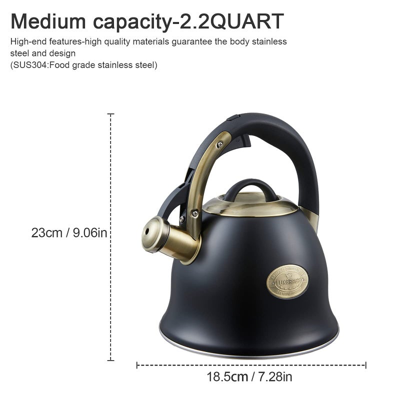 LUXGRACE Tea Kettle -2.2 Quart Tea Kettles Stovetop Whistling Teapot Stainless Steel Tea Pots for Stove Top Whistle Tea Pot - Image 5